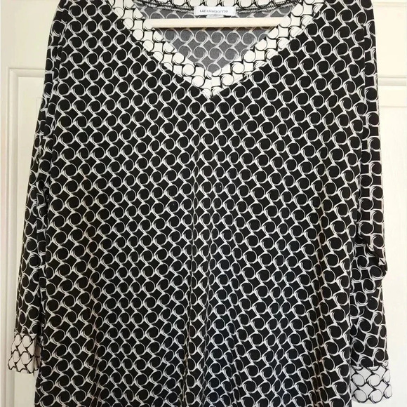 Liz Claiborne Geometric Black & White Circle Print Top – XL - Picture 1 of 8